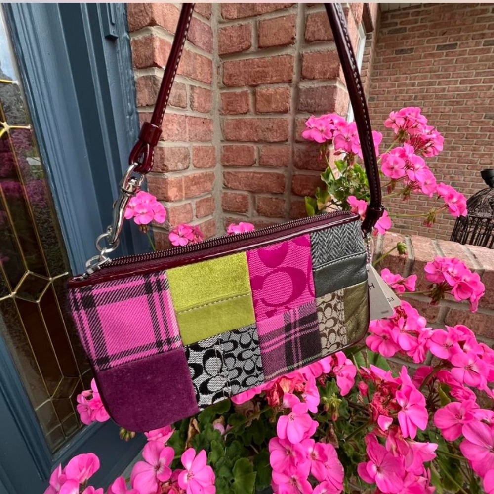 SOLD NOT AVAILABLE- Coach patchwork pink and red wristlet vintage